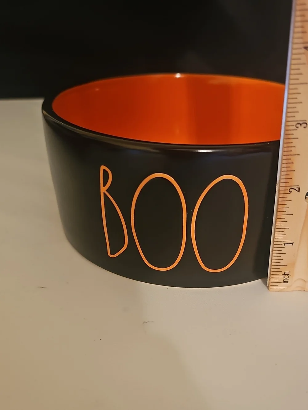 Rae Dunn BOO Halloween Pet Bowl Black Orange Ceramic Dog Cat Bowl Magenta